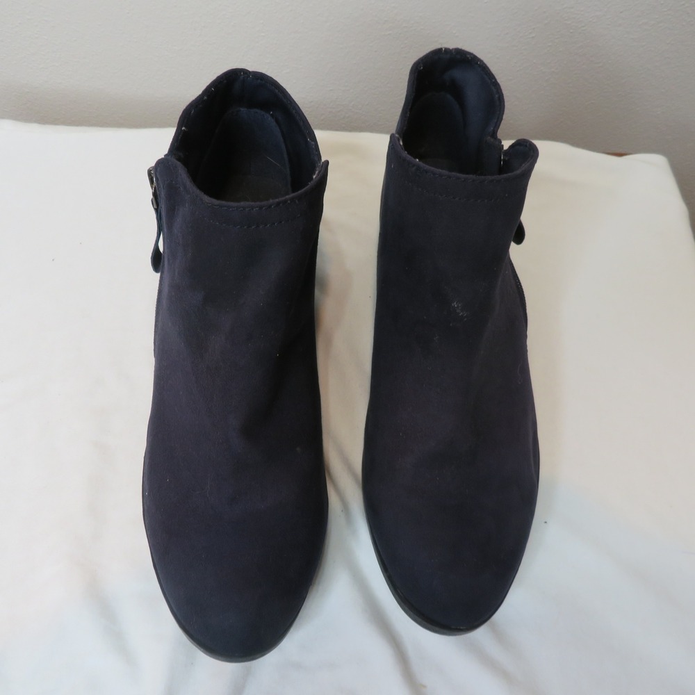 Arizona Galen Navy Blue Faux Suede Ankle Boots Low Block Heel Size 9